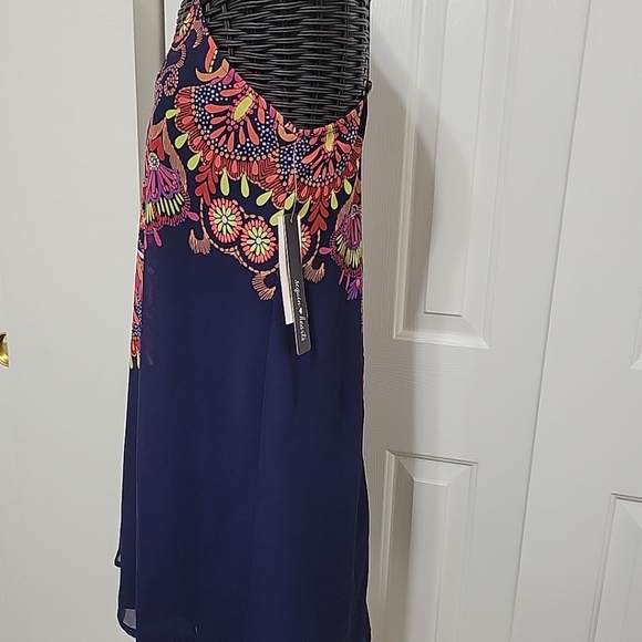NWT Sequin Hearts Ladies Dress Size S Navy Blue Orange Green - Picture 7 of 13